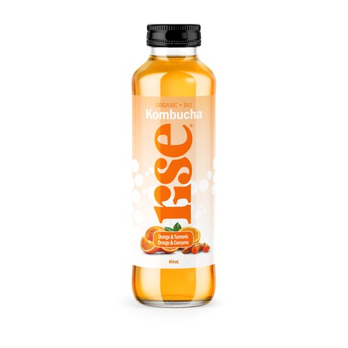 Rise Organic Kombucha Orange & Turmeric 414 ml (bottle)