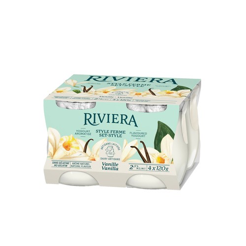 Riviera Less Sugar Set-Style 2.8% Yogurt Vanilla 4 x 120 g