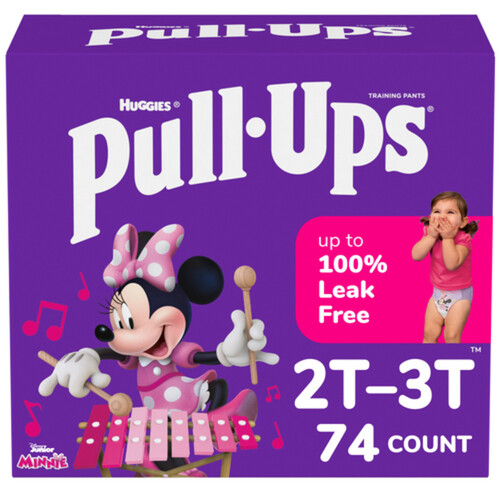 Huggies Pull-Ups Training Pants For Girls Learning Designs Size 2T-3T 74 Count