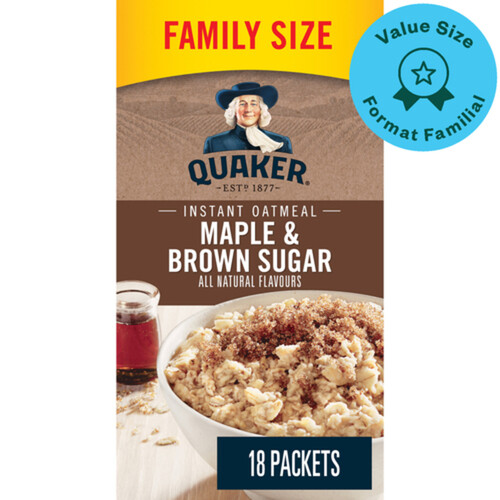 Quaker Instant Oatmeal Maple & Brown Sugar 18 Pack 774 g