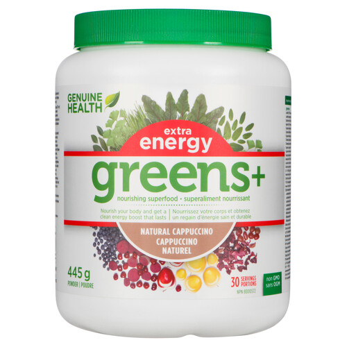 Genuine Health Greens+ Extra Energy Natural Cappuccino Powder 445 g