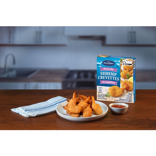 BlueWater Seafoods Frozen Breaded Tail-On Butterfly Shrimp 261 g