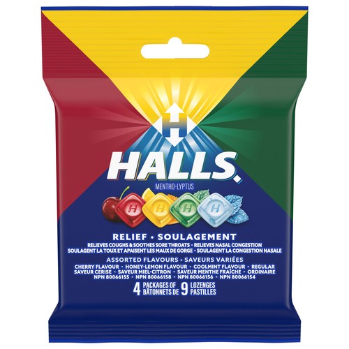 Halls Mentho-Lyptus Cough Drops Assorted Flavours 4 Packs Of 9 Lozenges