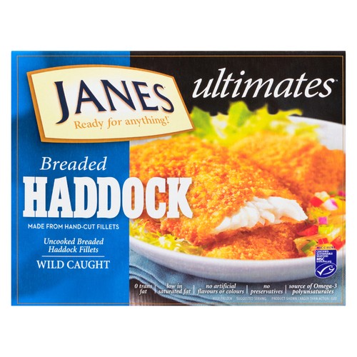 Janes Frozen Haddock Fillets Breaded Uncooked 450 g