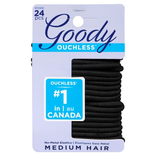 Goody Ouchless Extra Thick Black Elastics 24 EA