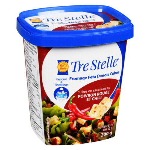 Tre Stelle Danish Feta Cheese Cubes Red Bell Peppers & Chili 200 g
