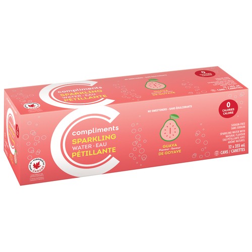 Compliments Sparkling Water Guava 12 x 355 ml (cans)