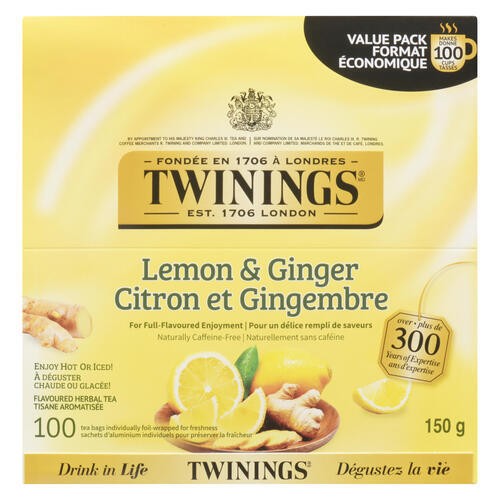 Twinings Lemon & Ginger Herbal Tea 100 ea