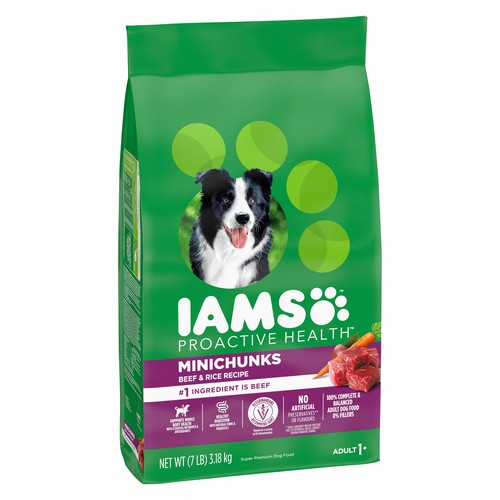 Iams Proactive Health Adult Dry Dog Food Minichunks Beef And Rice 3.18 kg