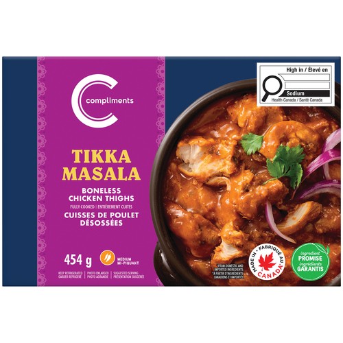 Compliments Chicken Thighs Boneless Fully Cooked Tikka Masala 454 g