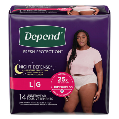 Depend Fit-Flex Incontinence & Postpartum Underwear for Women Size Large