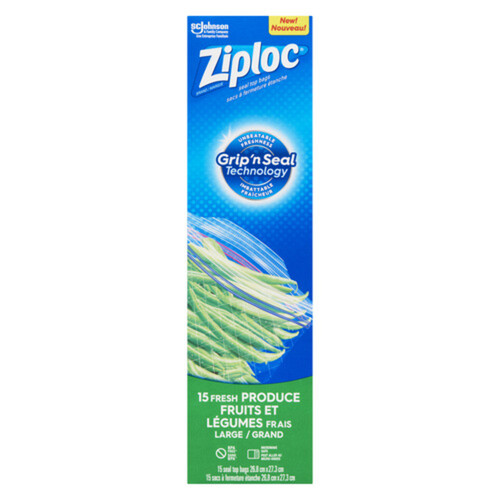 Ziploc Grip 'n Seal Technology Large Vegetable Bags 15 Count