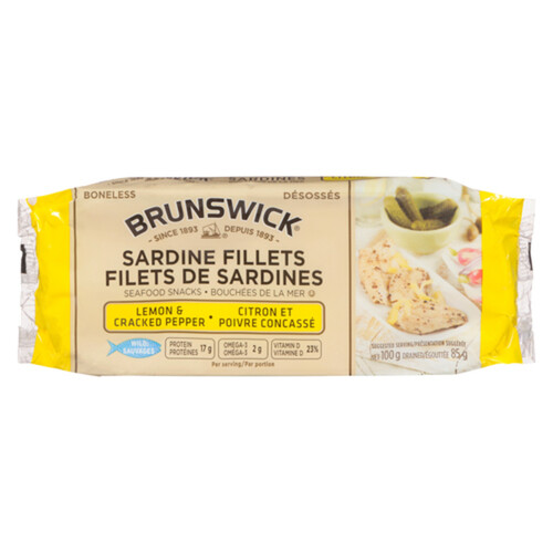 Brunswick Seafood Snacks Sardine Fillets Lemon & Cracked Pepper 100 g