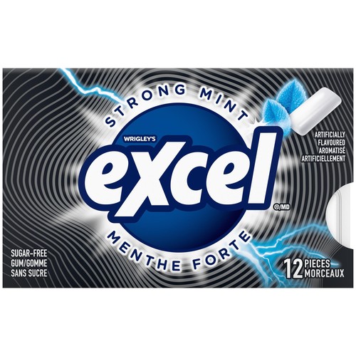 Excel Sugar Free Chewing Gum Strong Mint Flavoured Pack of 12 Pieces 1 EA