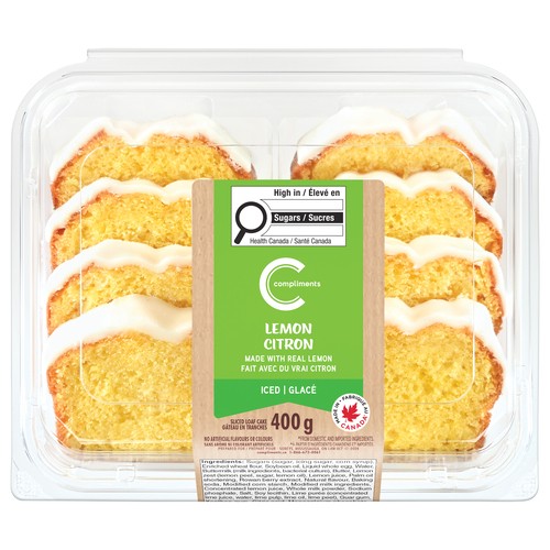 Compliments Sliced Loaf Cake Iced Lemon 400 g (frozen)