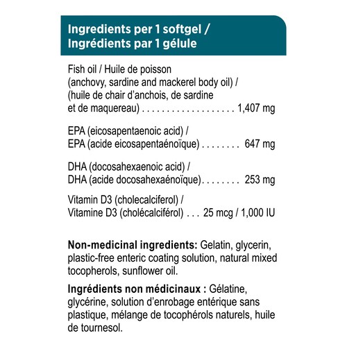 Genuine Health Omega3+ Softgels Triple Strength + D3 60 Count