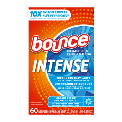 Bounce Intense Dryer Mega Sheet Fabric Enhancers Vibrant Fresh 60 Count