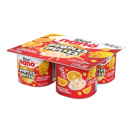 iÖGO nanö Bubbles 1.5% Yogurt Orange Cream Mango 4 x 100 g