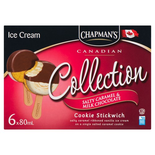 Chapman's Collection Ice Cream Bars Salty Caramel Cookie Stickwich 6 EA