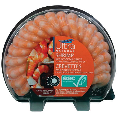 Ultra Natural Half Moon Shrimp Tray With Cocktail Sauce 255 g (frozen)