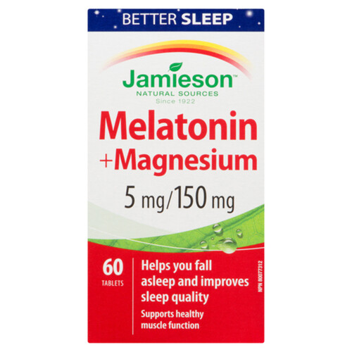 Jamieson Melatonin + Magnesium 5 mg/150 mg Tablets 60 Count