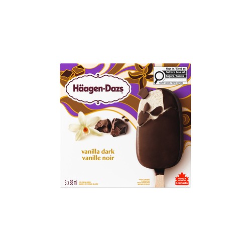 Häagen-Dazs Ice Cream Bars Vanilla Dark Chocolate 3 x 88 ml