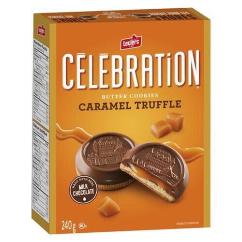 Leclerc Celebration Butter Cookies Milk Chocolate Caramel Truffle 240 g