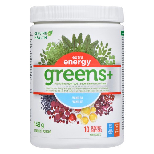 Genuine Health Greens Plus Nourishing Superfood Powder Extra Energy Vanilla 148 g