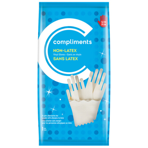 Compliments Non-Latex Vinyl Gloves Small/Medium 1 EA