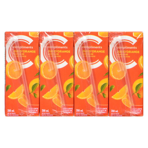 Compliments Juice Unsweetened Orange 8 x 200 ml Voilà Online