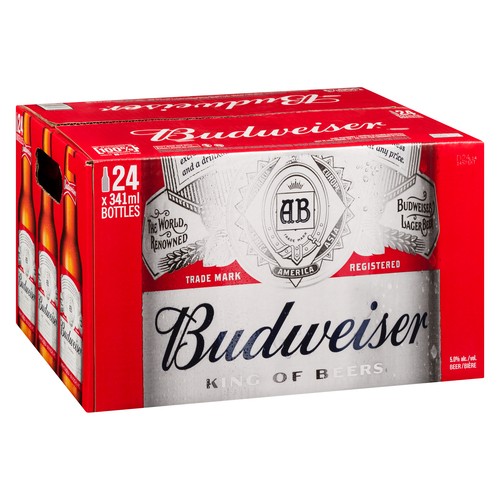 Budweiser Beer 5% Alcohol 24 x 341 ml (bottles)