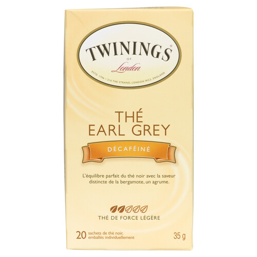 Twinings Tea Decaffeinated Earl Grey Light 20 Tea Bags 