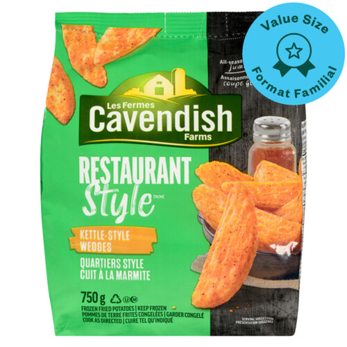 Cavendish Farms Frozen Kettle Style Wedges Restaurant Style All Seasoned 750 g 