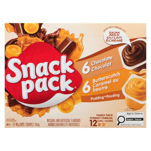 Snack Pack Pudding Chocolate & Butterscotch 12 x 99 g