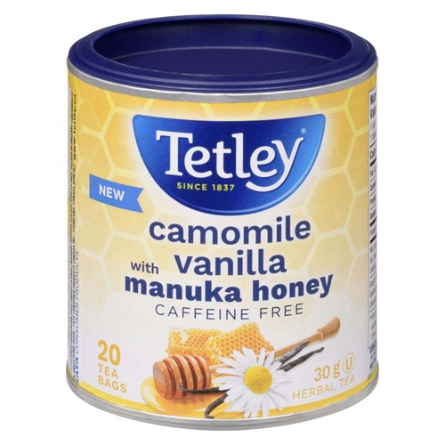 Tetley Caffeine-Free Herbal Tea Camomile with Vanilla Manuka Honey 20 Tea Bags