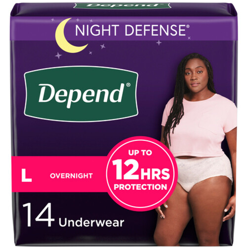 Depend Overnight Women's Underwear Large 14 Count