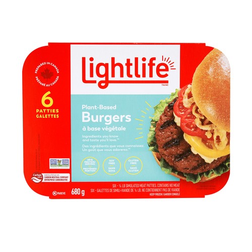 Lightlife Frozen Plant Based Burger 680 g 
