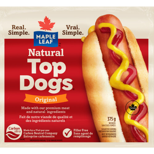 Maple Leaf Natural Top Dogs Hot Dogs Original 375 g