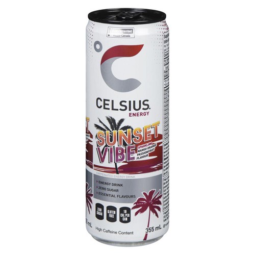 Celsius Energy Drink Sunset Vibe No Sugar Sparkling Mango Passion Fruit 355 ml (can)