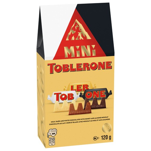 Toblerone Mini Milk White & Dark Chocolate Bars With Honey & Almond Nougat 120 g
