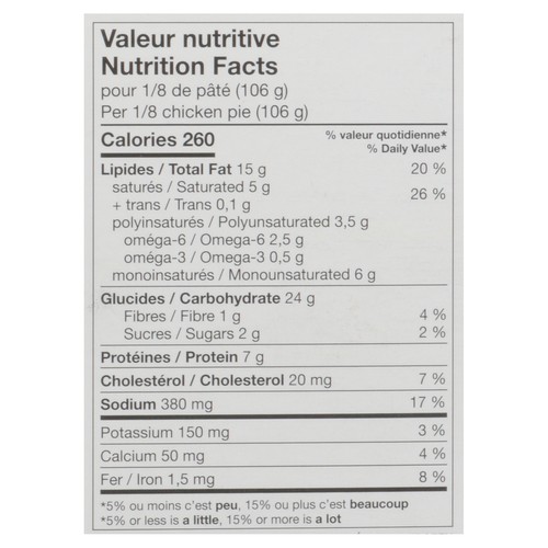 Plaisirs Gastronomiques Frozen Chicken Pot Pie 850 g