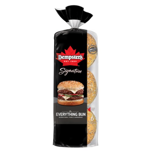 Dempster's Signature Hamburger Buns Everything 6 Pack 390 g