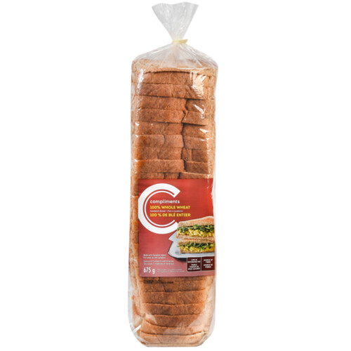 Compliments Sandwich Bread 100% Whole Wheat 675 g