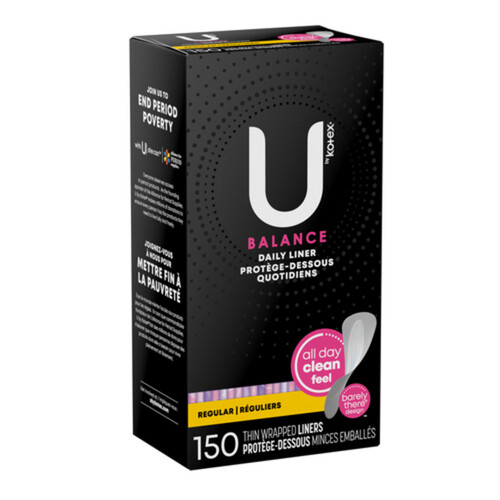 U by Kotex Balance Barely There Liners Regular 150 Count