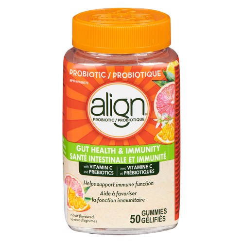 Align Probiotic Gummies Vitamin C Citrus 50 Count