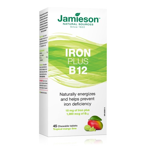 Jamieson Iron Plus B12 Chewable Tablets 45 Count
