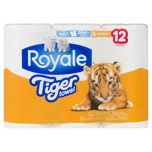 Royale Tiger Paper Towels 6 x 110 Sheets Rolls