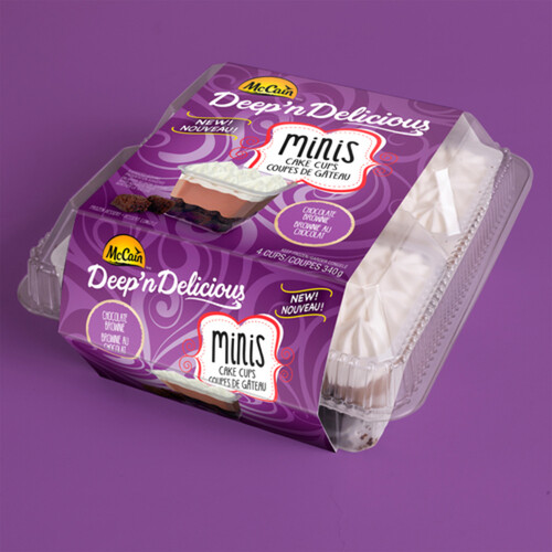 McCain Deep'n Delicious Frozen Minis Cake Cups Chocolate Brownie 4 Pack 340 g