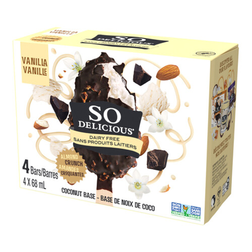 So Delicious Dairy-Free Coconut-Based Frozen Dessert Bars Coconut Almond 4 x 68 ml