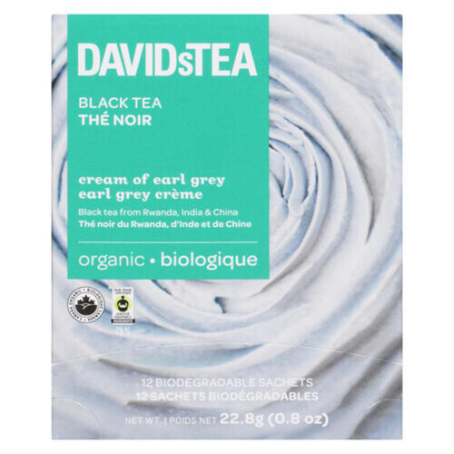 DAVIDsTEA Organic Black Tea Cream Of Earl Grey 12 Sachets 